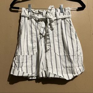 ASOS grey size 4 stripped off white paper bag tied high wasted short
